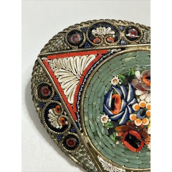 One Of A Kind Micro-mosaic Hair Barrette Or Broach  Antique main image 11